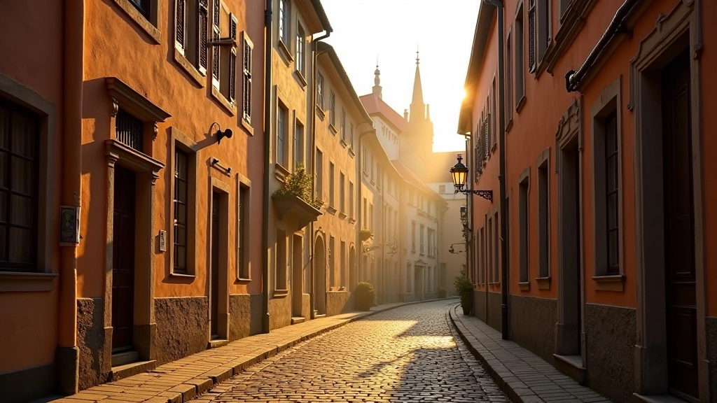 Zabytkowe kamienice w Kazimierzu Dolnym z rzędu wzdłuż ulicy, architektura z XIV wieku, słoneczne światło, ostre detale