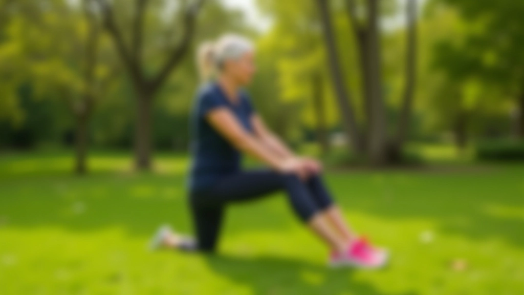 Kobieta w koszulce sportowej pokazuje ćwiczenia mobilności na trawniku obok roweru